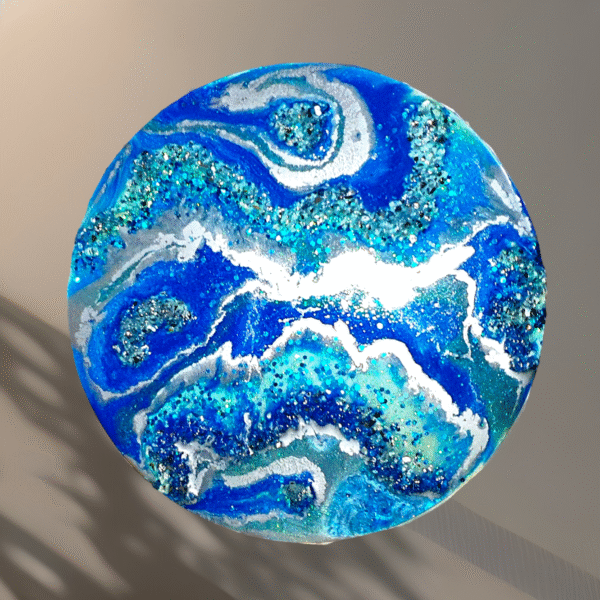 ציור קיר מקורי בעיצוב וטקסטורה בסגנון ג'אוד - bleu agate geode