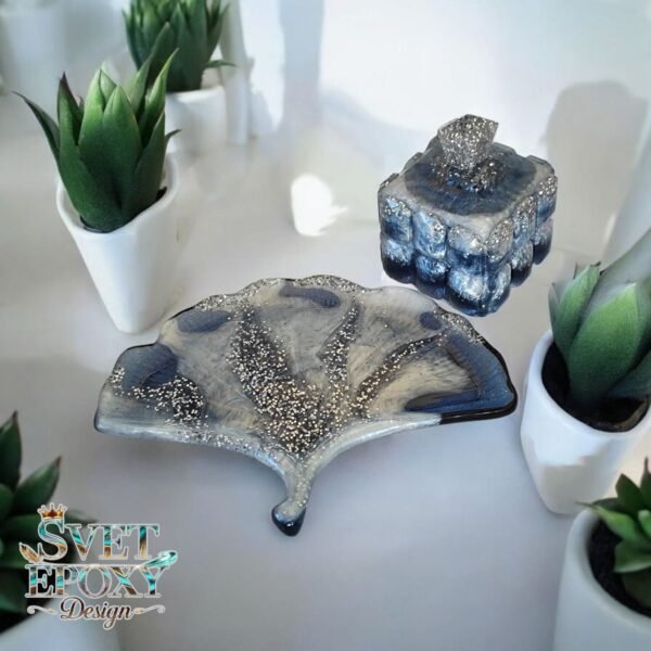 מגש מניפה + קופסת אחסון יהלום מאפוקסי