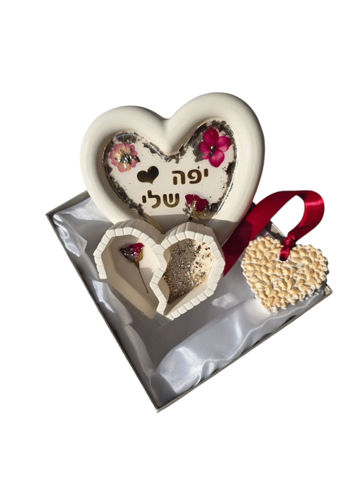 סט לבבות ליום אהבה, בעבודת יד מבטון ואפוקסי - svet-epoxy-design.com
